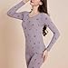Thermal Underwear Set for Women Floral Printed Long Johns Stretch Base Layer Cold Weather Top & Bottom Nightwear Sets
