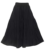 Beautybatik Black Women Cotton BOHO Gypsy Long Maxi Tier Flare Skirt 3X