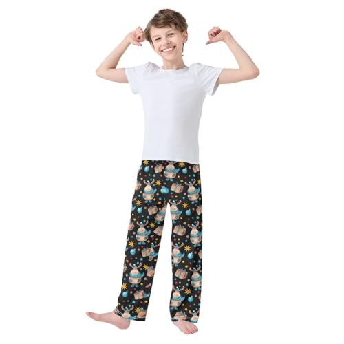ZZXXB Christmas Moose Gifts Boys Long Pants Soft Trousers Elastic Waist Kids Lounge Bottoms with Pockets S-XL2