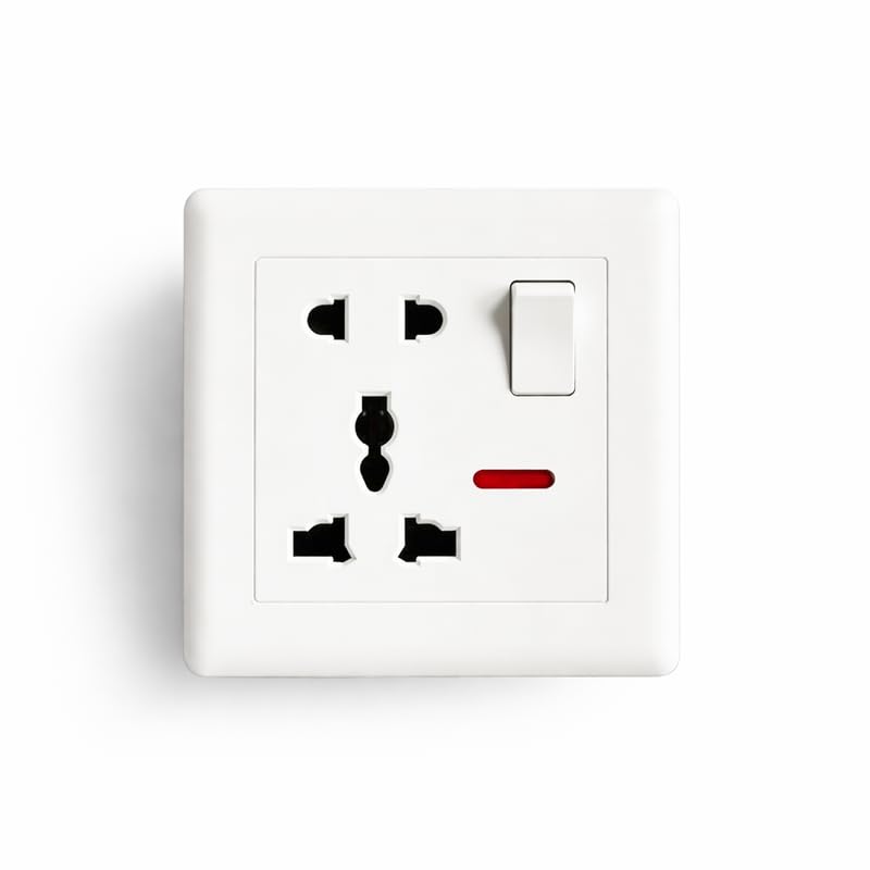 Multi Plug Universal Wall Socket with Switch and Indicator, White Electrical Power Outlet, 10x10x5 cm-picture-11