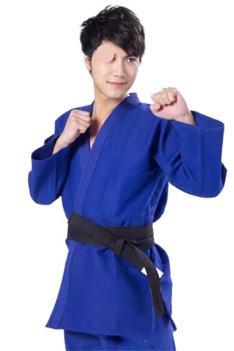 Trajes De Judo Uniforme de artes marciales Judo Gi Kimono competición algodón blanco 450gsm tejido único Para Uniforme De Entrenamiento(Blue,3XL)
