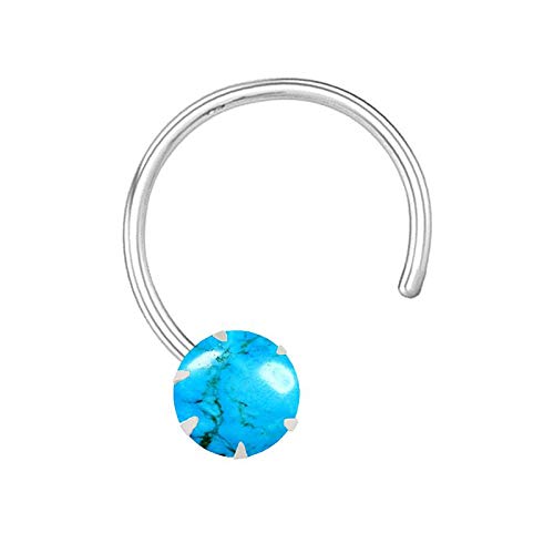 PeenZone 92.5-925 Sterling Silver Round Shape Turquoise Prong Setting Nose Pin Stud for Women Girls (B07J3YB4PL) Amazon Price History, Amazon Price Tracker
