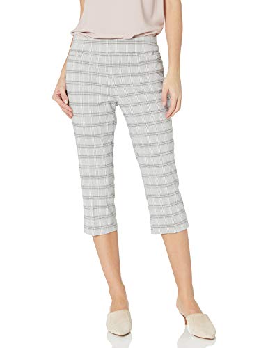 Briggs New York Womens Pull On Capri With Pocket Casual Pants, Grey/Pink Plaid, 6 Us #TOP5