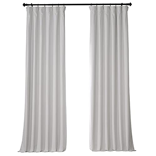 Image of HPD Half Price Drapes Signature Plush Velvet Blackout Curtains for Bedroom (1 Panel), 50W X 96L Hotel Black Out Curtains for Living Room, Thermal Insulated Blackout Curtains for Windows, Misty White