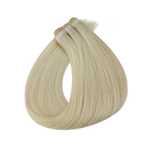 Image of Full Shine Weft Hair Extensions Human Hair, Platinum Blonde 10 Inch 50G | Remy Straight Hair, Sew In Weft Extensions, Real Human Hair, Daily Wear For Women