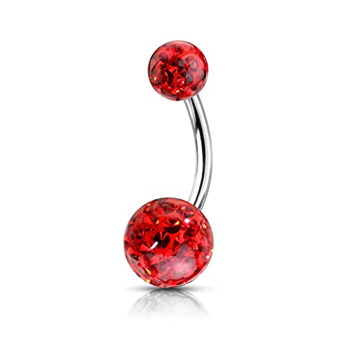 Lovepiercing Piercing Nombril Boules Cristal Filetage Interne ALEXANDRIE Rouge