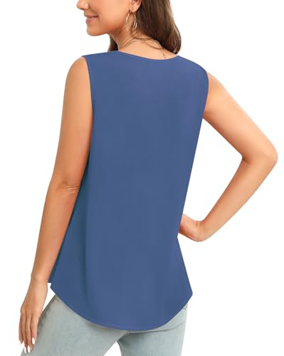 Image of Women's Sleeveless Chiffon Tank Top Business Casual Blouse Tunic Top