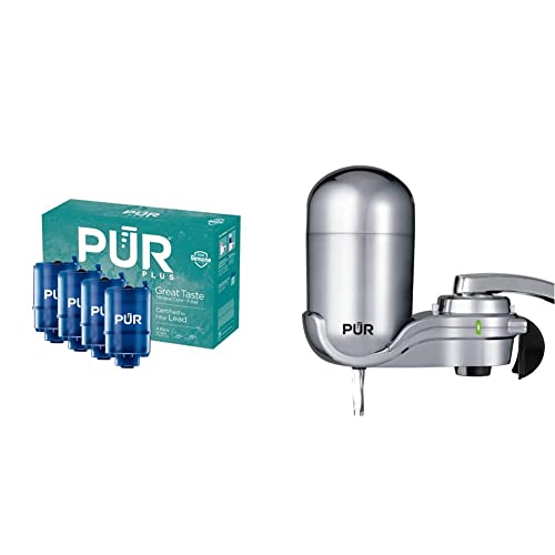 Image of PUR PLUS Faucet Mount Water Filtration System (FM3700B) + 4-Pack Replacement Filters (RF99994)