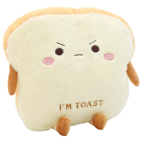 Auptiz Almohada de Pan Tostado, Juguete de Felpa Suave, Almohada de Peluche en Forma de Pan, Muñeco de Juguete Cojín Pan Tostado de Peluche, 40cm Cojín Pan Tostado para Niños y Adultos