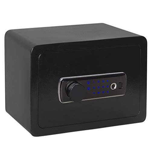 Lovndi Security Safe Box with Keypad 0.5 Cubic Feet, Digital&Biometric Safe Fingerprint Safes for Home Office, Black