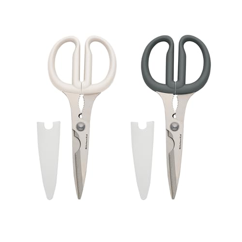 Image of KitchenAid Multipurpose Shear Set - Versatile Scissors with Nutcracker, Bottle Opener, Ergonomic Handles with Protective Blade Covers, 2-Piece