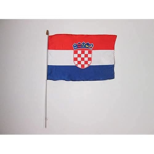 Drapeau Croatie 45x30cm hampe blanche AZ FLAG petit pavillon croate de supporter