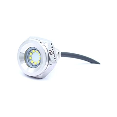 Jiawill 316L Stainless Steel Underwater 1/2" NPT 9 to 30V 27w Boat Drain Plug Light with Internal Driver and Overheat Protection 3 Years Warranty (White) Cover