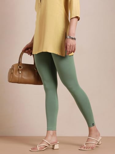 Image of TWIN BIRDS Super Stretchable Cotton Elasthane Fabric Ankle Length Leggings for Women