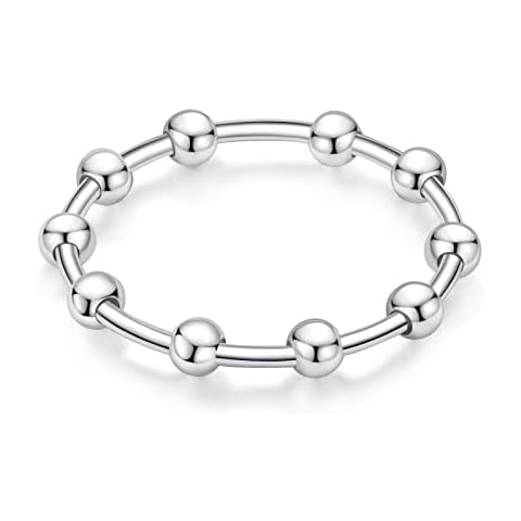 925 Sterling Silver Spinner Fidget Ring Stress Relief Anti Anxiety Ring for Women, Metal, Cubic Zirconia Cover