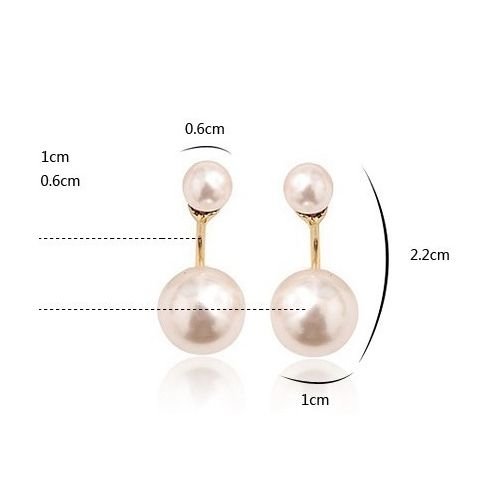 Crystalline Azuria Double Cycle Stud Jacket Earrings With Simulated White Pearls 18K Rose Gold Plated For Women #TOP3