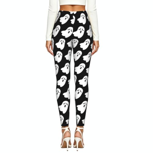 Leggings de fantasma blanco estampado mallas elásticas suaves longitud completa 4