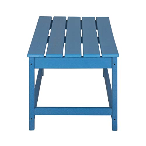 Westintrends Malibu Outdoor Coffee Table, 35" X 17.5" All Weather Poly Lumber Patio Adirondack Coffee Table For Garden Lawn Porch Balcony, Pacific Blue #TOP7