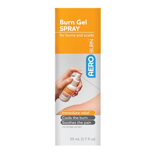 AEROBURN Burn Gel Spray, first aid essentials hydrogel for minor burns, scalds and sunburn, non aerosol cooling clear spray bottle 50 mL, single unit