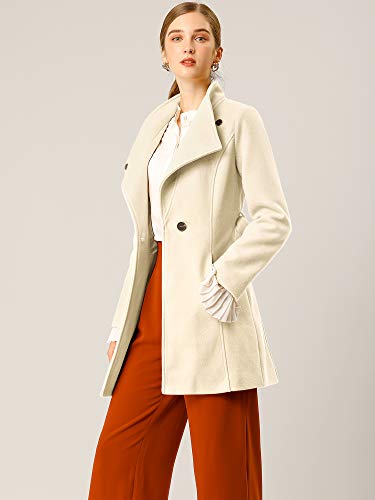 Image of Allegra K Women's Winter Elegant Stand Collar Overcoat Long Belted Pea Coat