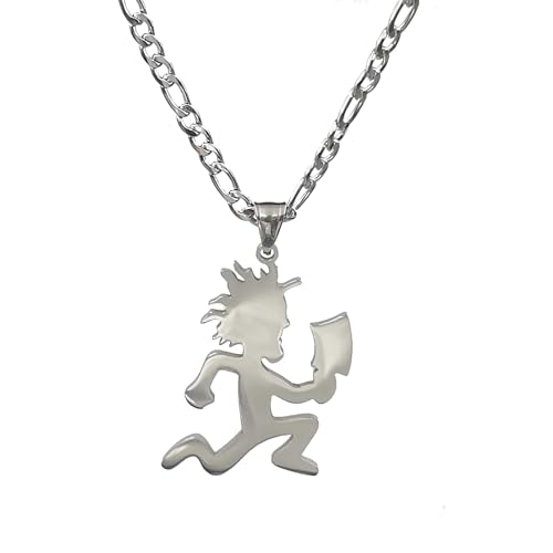 Jugallo Hatchetman Necklace Stainless Steel Hatchetman Pendant Charm High Polished Choose Chain Insane Clown icp necklace hatchetman juggalo jewelry for Women and Men,clown pose merch