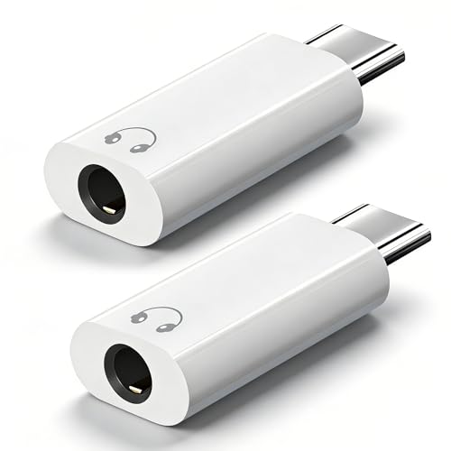 Lizoak 2 Pack USB C to 3.5mm Jack USB C Headphone Audio Adapter Type C to 3.5mm Audio Jack Aux Digital Earphone Adaptor Compatible with Phone, Pad, Pixel, Mac-Book, White