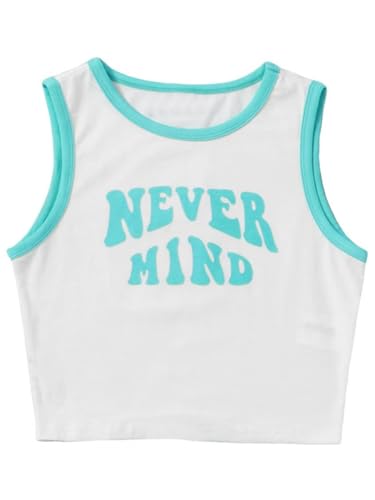 Image of SHENHE Girl's Letter Print Cropped Tank Top Sleeveless Contrast Binding Crop Tops