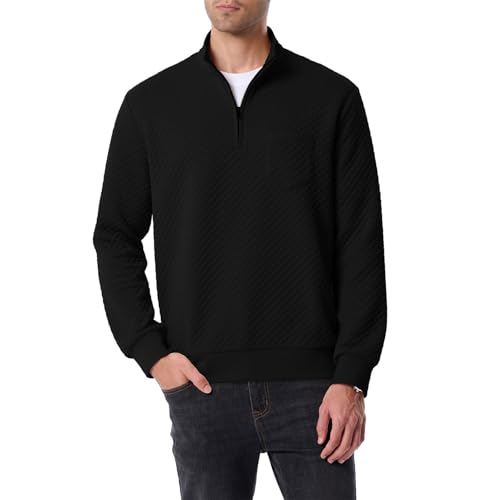 Pull à fermeture éclair 1/4 pour homme anti-froid avec col montant zippé confortable