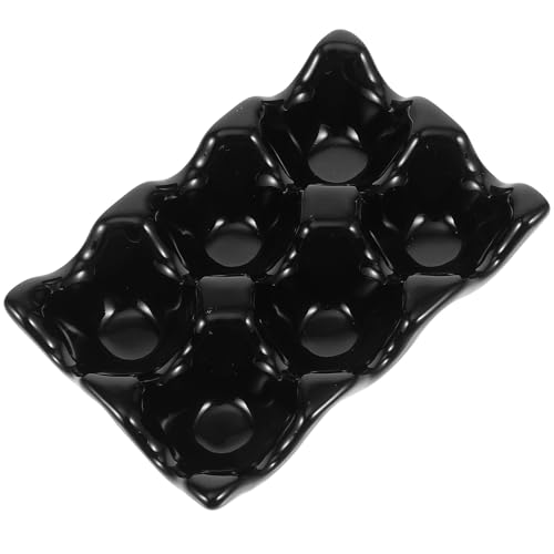 Bandeja de cerámica negra para huevos con acabado minimalista Kisangel