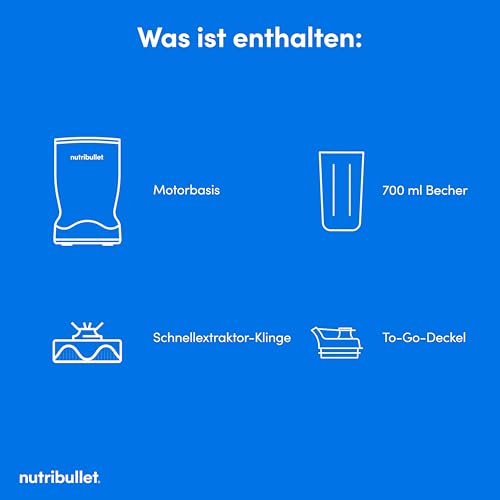 nutribullet Turbo 1000W – Mixer & Smoothie Maker mit 1000 Watt Motor, Mini Blender mit 45-Sekunden Auto-Zyklus, Hochleistungsmixer für Proteinshakes, gefrorene Früchte & Nüsse, Weiß (NBT1004MW)