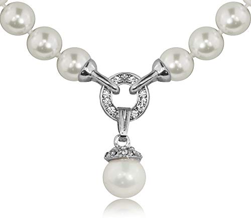 Preisvergleich Produktbild LUISIA® Perlen Collier mit großem Anhänger und Kristallen von Swarovski® - Zauberhafte Perlenkette Schmuck Halskette Brautschmuck