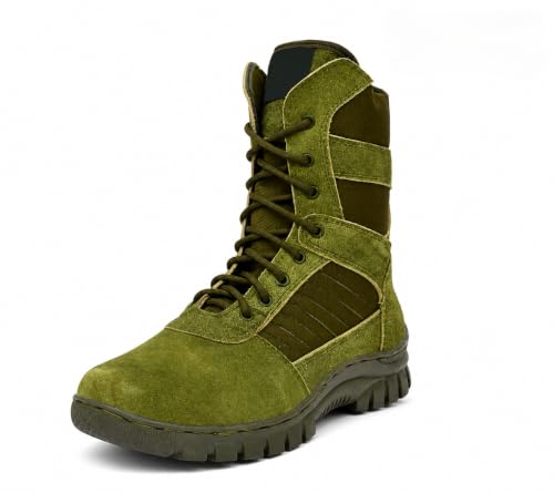 Image of Men's Genuine Leather Military Tactical Boots | High Ankle Army Commando Long Boots with Side Zip | Lightweight Trekking, Hiking & Outdoor Boots