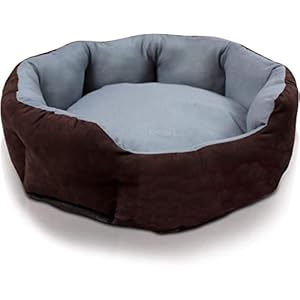 PetLux Fleece Pet Smile Super Soft Reversible Bed For Indoor Cats, Dog Bed For Puppy And Kitty Round Bed, Sofa Basket For A Dog & Cat | Round Cat & Pat Comfortable Bed (Small, Grey)