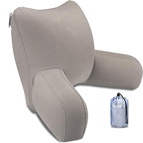 HOMCA Reading Pillow, Inflatable Backrest Pillow with Arms Great as Travel Camping Pillow
