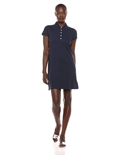 Nautica Women's Short Sleeve Stretch Polo Dress Dress, Bright Coral, Medium