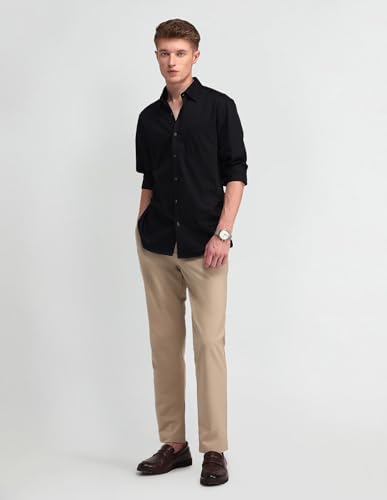 Image of Arrow Solid Slim Fit Mens Formal Shirt - 100% Cotton, Breathable & Comfortable, Full Sleeves Shirts for Men