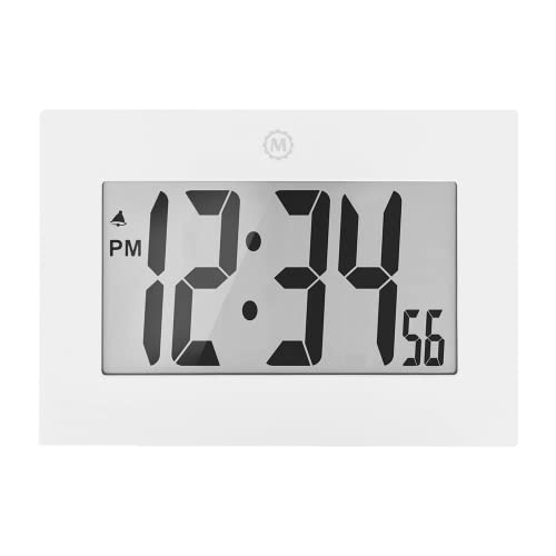 MARATHON Large Digital Wall Clock with 8” Display, White - Easy to Read