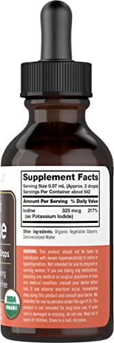 Organic Nascent Iodine Liquid Drops | 2 Fl Oz | Vegan Supplement | Non-Gmo, Gluten Free | By Carlyle #TOP1