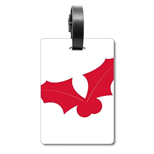 Étiquette de valise motif feuille de Noël rouge pour bagage voyage