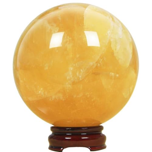 Sphère en verre de cristal jaune or 60mm idée cadeau feng shui