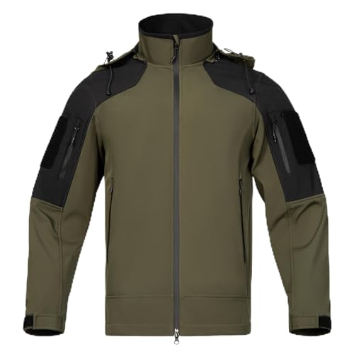 Winter Waterproof Jackets for Men,Softshell Fleece Lined Hooded Windproof Warm Coat for Hiking Camping Outdoor