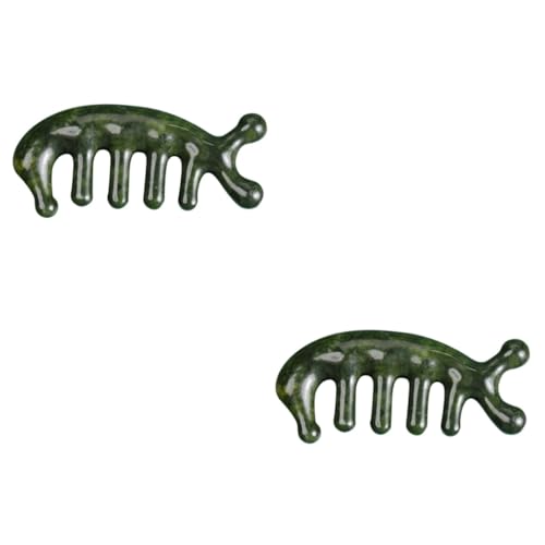 Beavorty 2pcs Jade Massage Comb Tool Massager Simple Massage Comb Jade Craft Massage Comb Handheld Massage Comb Reliable Massage Comb Creative Massage Comb Green
