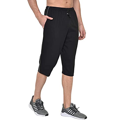 Image of Men's Regular Fit Cotton Three by Fourth, 3 /4th, Man Capri, Capris, Three Quarter, Capri for Men, Printed, Sports Running, Three Quarte, Casual Lounge Short, Nightwear Sleep Shorts, Pack of 2