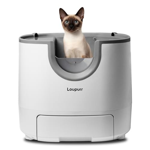 Loupurr self Cleaning Litter Box Large Capacity Automatic Cat Litter Box Open-Top Design for Multiple Cats with Integrated Safety Protection Includes Waste Bags (2026 Upgraded Model)