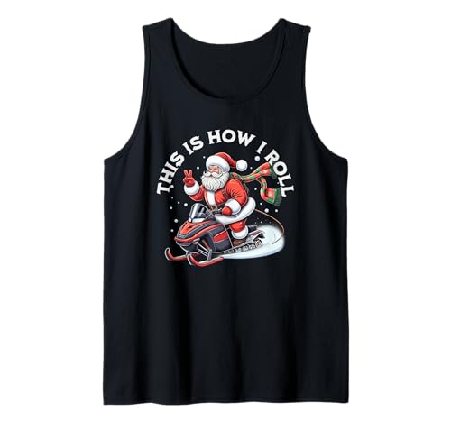Santa Snowmobiling Xmas Funny Winter Holiday Christmas Tank Top