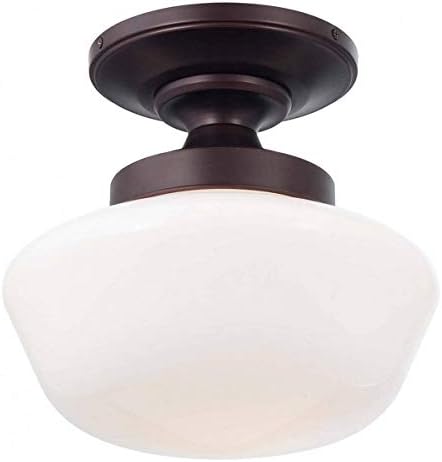 Minka Lavery Semi Flush Mount Ceiling Light 2255-576, Glass Lighting Fixture, 1 Light, Bronze