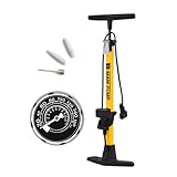 [wowlomo] 自転車 空気入れ【エアゲージ付 双バルブ対応】フロアポンプ 仏式/米式対応 160psi/11Bar エアポンプ ロードバイク クロスバイク 車 自転車ポンプ 軽量 ボール・浮き輪アダプター付き スチール製 (イエロー)