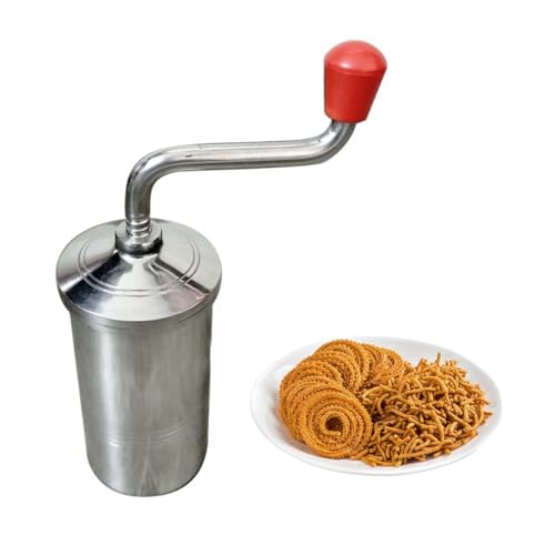 Image of Stainless Steel Sev Sancha Machine | Murukku Chakli Maker with 6 Jali Discs | Namkeen & Snacks Press Machine | Kitchen Tools for Sev, Gathiya, Sevaiya, and Chakli Making