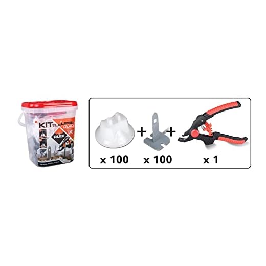 RUBI 2941 | Kit Colocación Baldosas Cerámicas de Gran Formato TILE LEVEL QUICK | Asegura una Superfície Regular y Nivelada | Kit con Tenazas, Bridas y Campanas Reutilizables