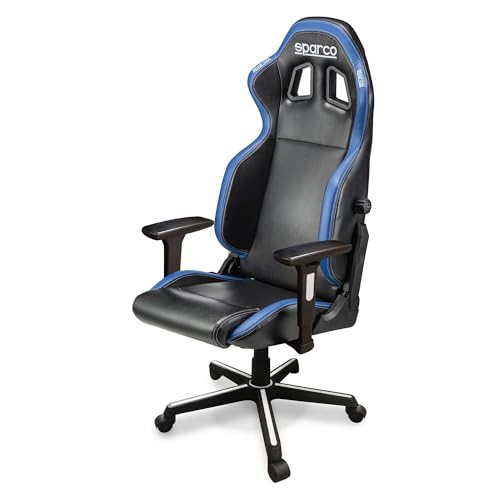 Sedia da ufficio Sparco ICON nero/azzurro, ergonomica, design racing ispirato al mondo motorsport
